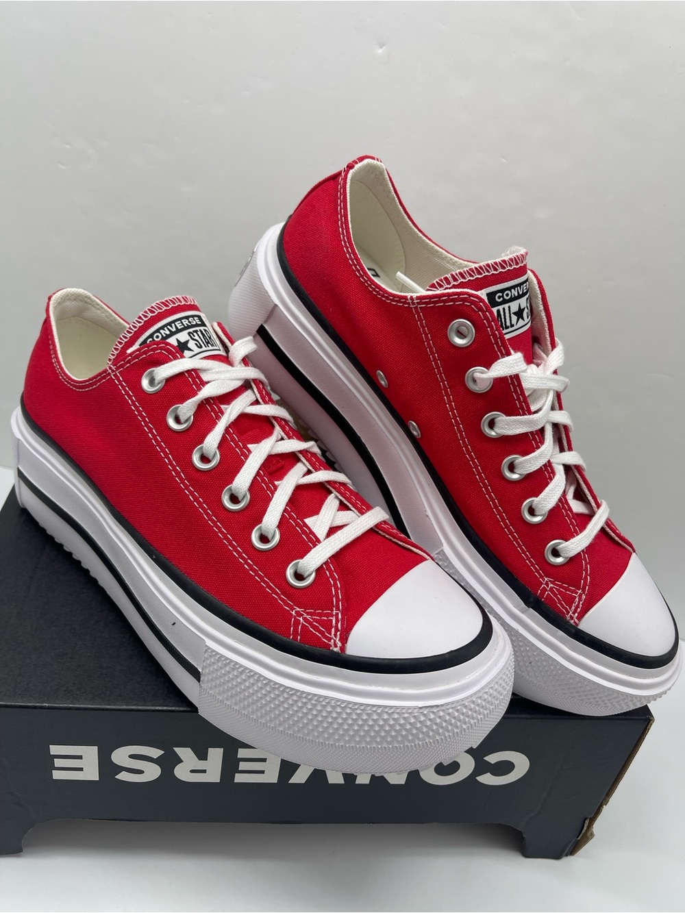 Converse WMNS CTAS LIFT DOUBLE STACK OX
RED/BLACK/WHITE Platform Sneakers - Picture 5 of 16